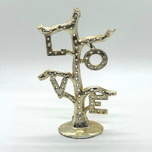 Vintage 1960s Earring Tree Torino Gold-tone LOVE Tree Figurine Gold-tone Display